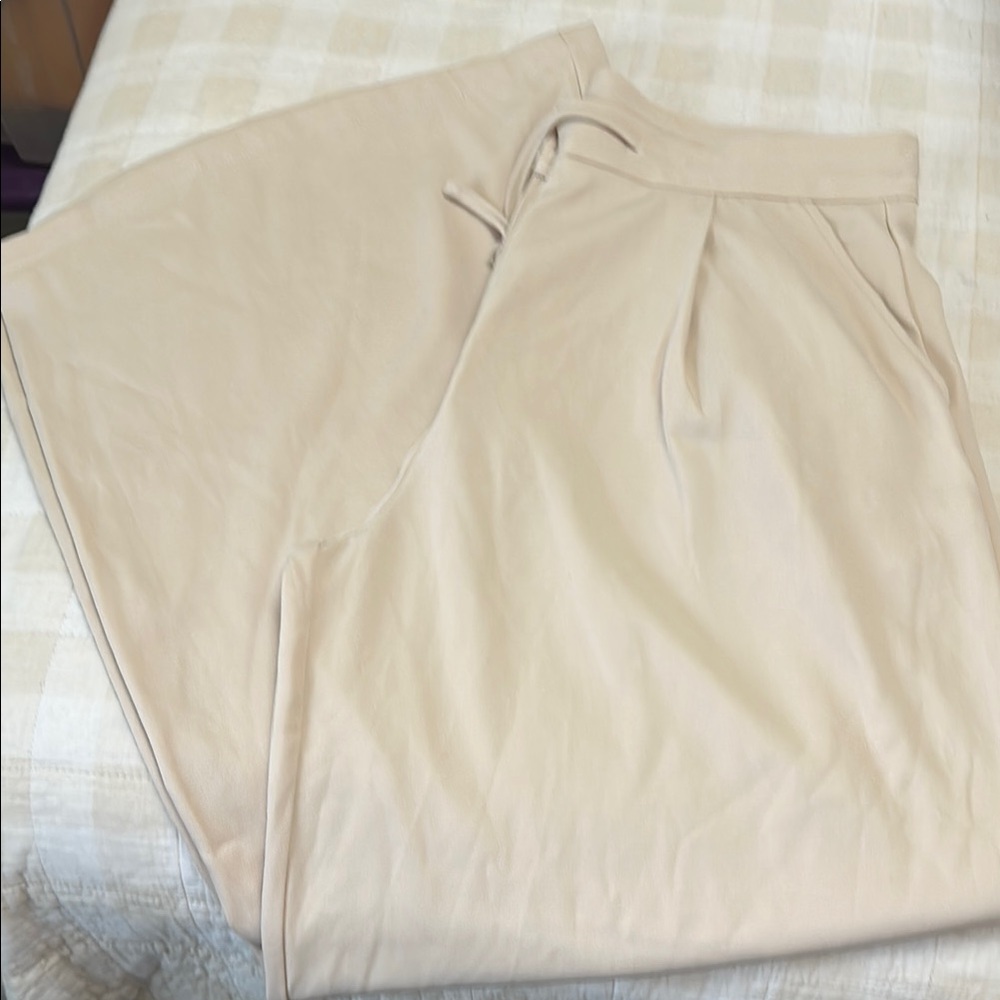 Cupshe Beige Tie Waist Straight Leg Pants